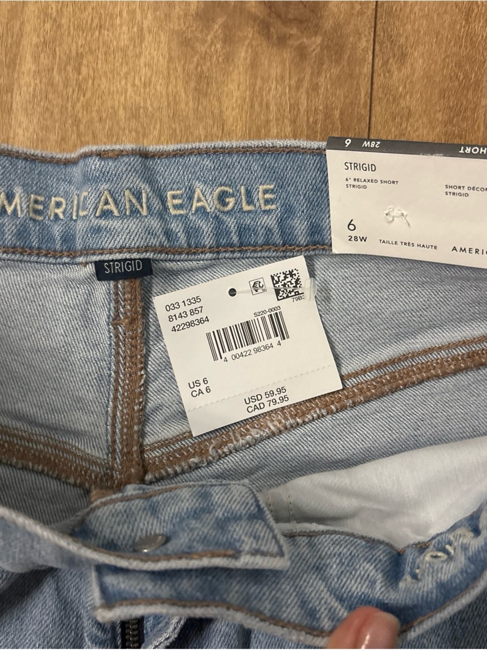 American Eagle Outfitters Light Blue Denim Rolled Hem Shorts - Picture 3 of 5